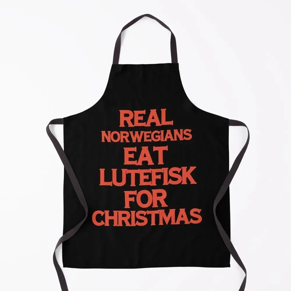 

real norwegians eat lutefisk for christmas Apron Kitchen Accessories 2022 Men gift Barber Household Items Apron