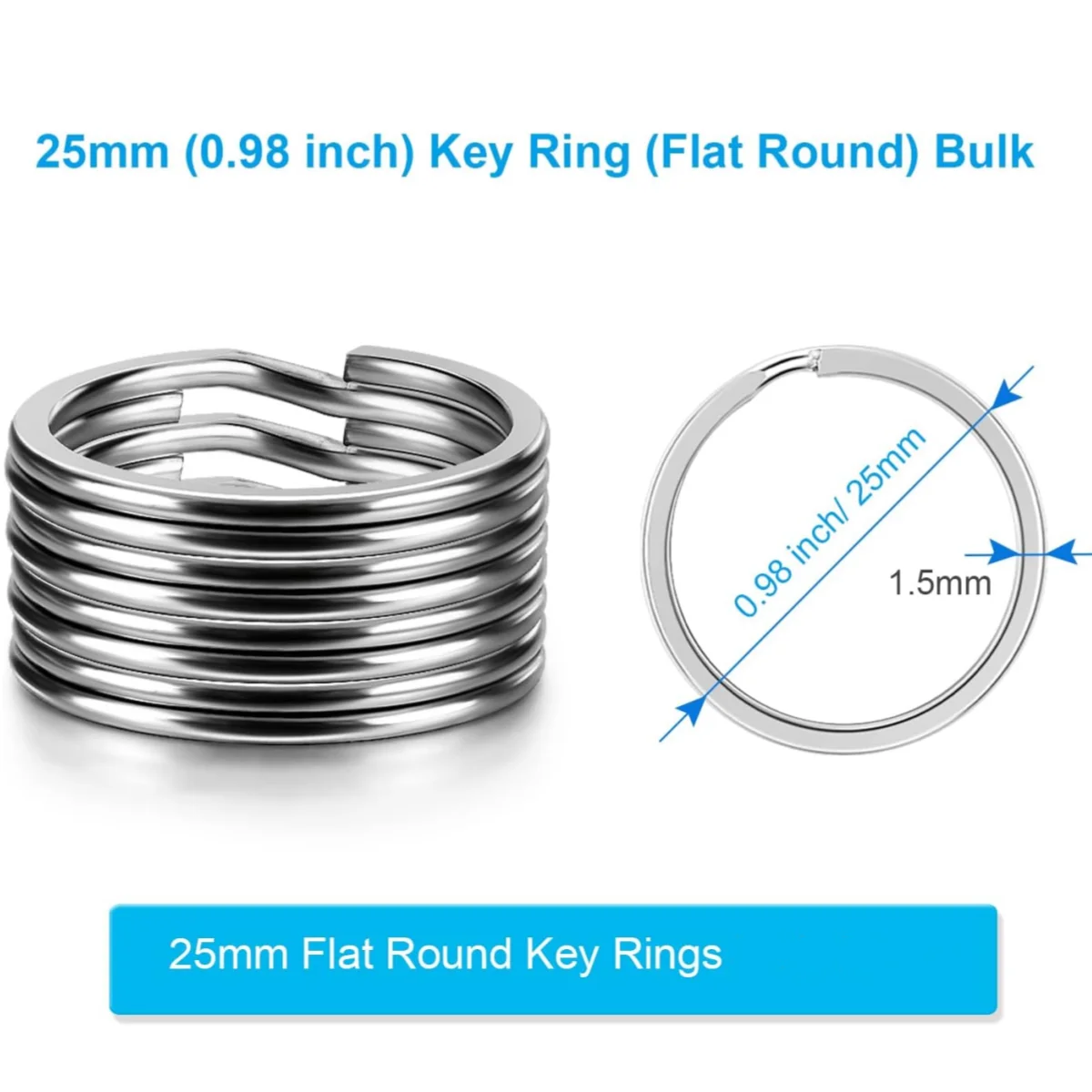 10/20/40/100 PCS Metal Flat Key Rings 1 Inch Detachable Split Key Rings for Home Office Key Accessories DIY Craft Making Kit