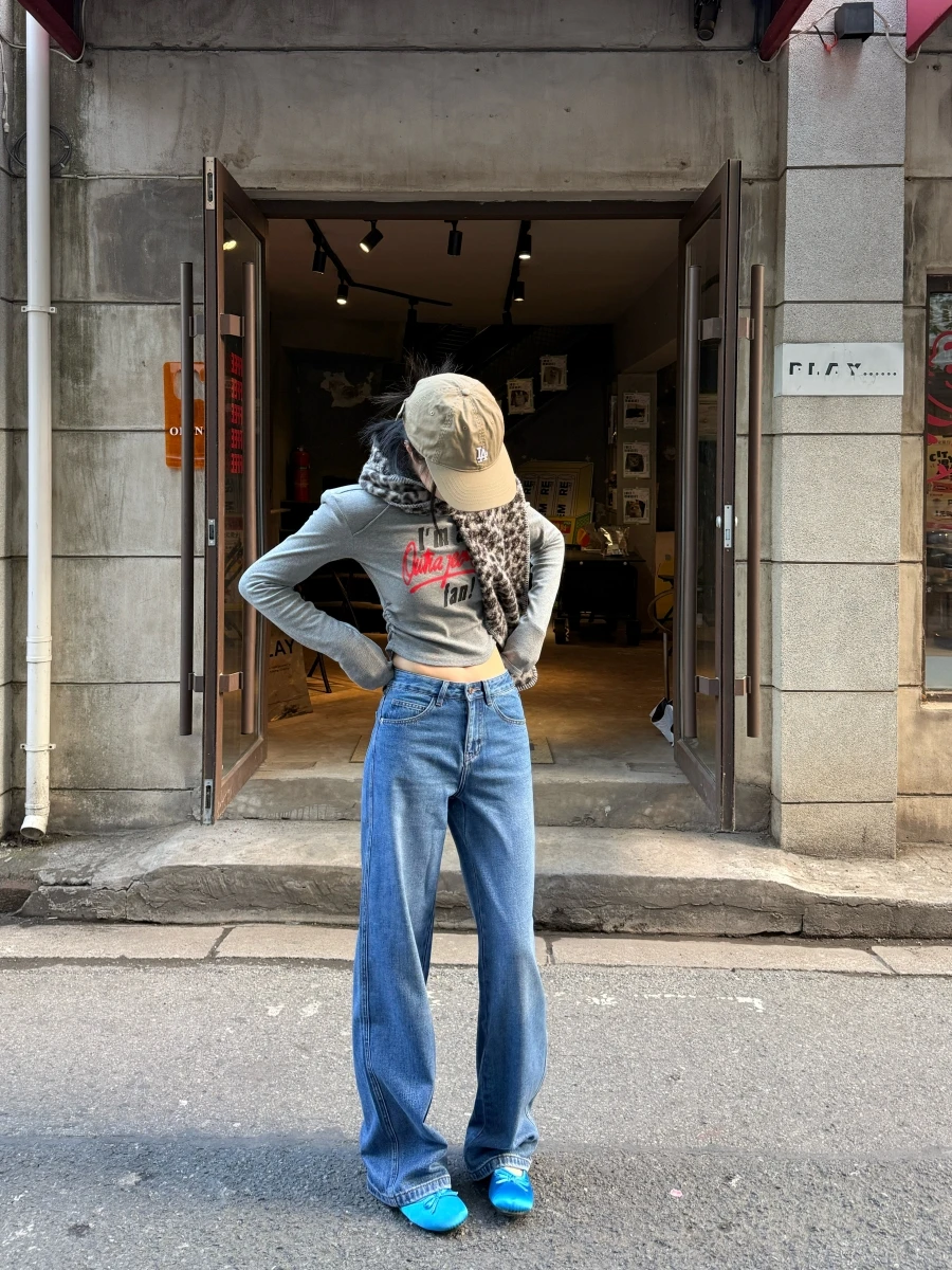 

Прямые узкие джинсы с высокой талией, узкие джинсы, женские свободные утягивающие повседневные длинные брюки длиной до пола, осень-зима, новинка...