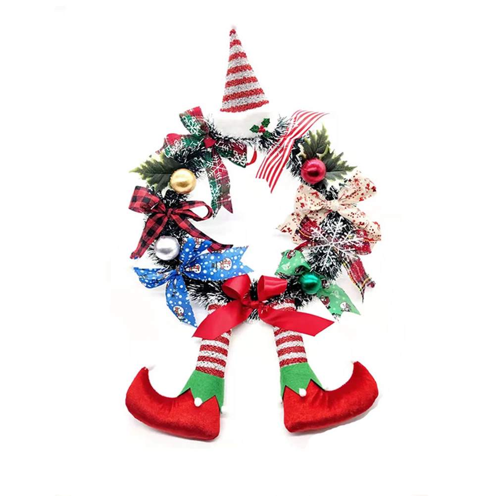 

Cartoon Christmas Wreath Clown Bows Door Wreath Cute Ornament Christmas House Wall Hanging Wreath new year Christmas Decoration