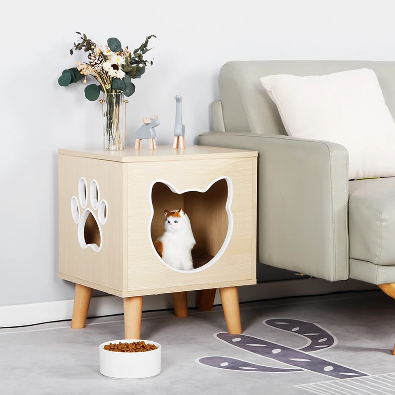 Direct Luxury Indoor Cat House Removable Pet Shelter Handmade Wooden Cat Furniture