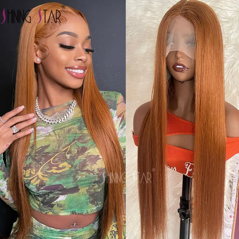 13X6 Lace Front Human Hair Wigs Colored Straight Ginger Blonde 13X4 Hd Lace Frontal Wig 34Inch Orange Brown Curly Lace Front Wig