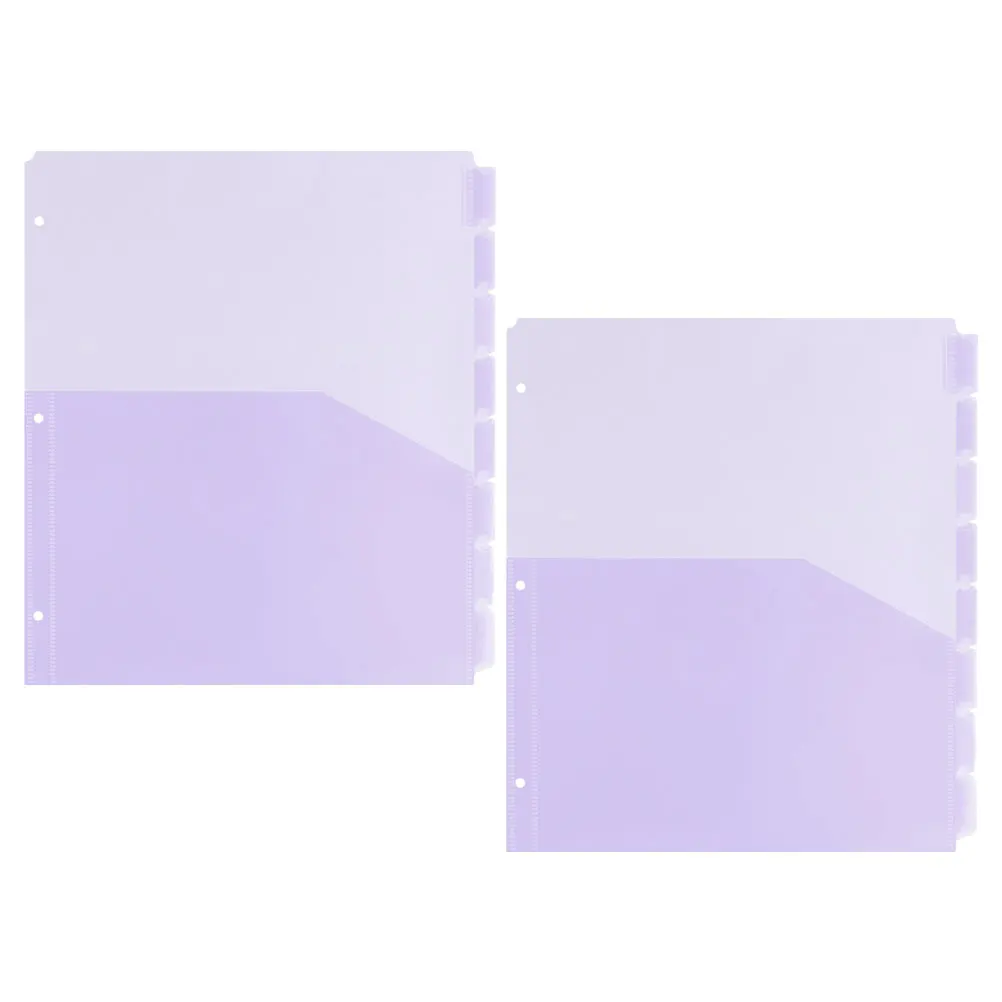 

2 Sets 3 Hole Tab Dividers Colored Folders for A4 Loose Leaf Files Binder PP Material Transparent Divider Pages for Documents