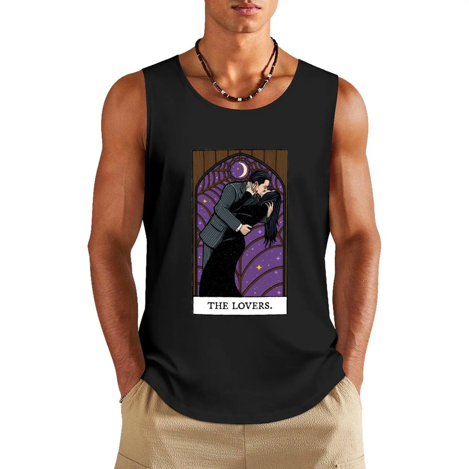 Gomez Addams Halloween Spooky Fictitious Structure Leader Family Love The Lovers Tarot Card Gifts Fo Tank Top