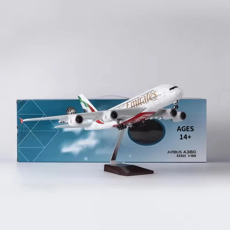 

1/160 Scale 45.5cm Airplane Model 380 A380 UAE Airline Aircraft Toy with Light & Landing Gears Plastic Resin Toy New Painting