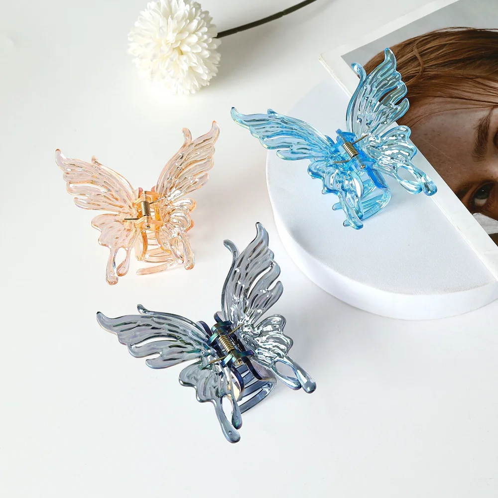 Colorful Hair Barrettes Versatile Fashion Large Butterfly Hair Claws Stylish Hair Clips For Casual Wear