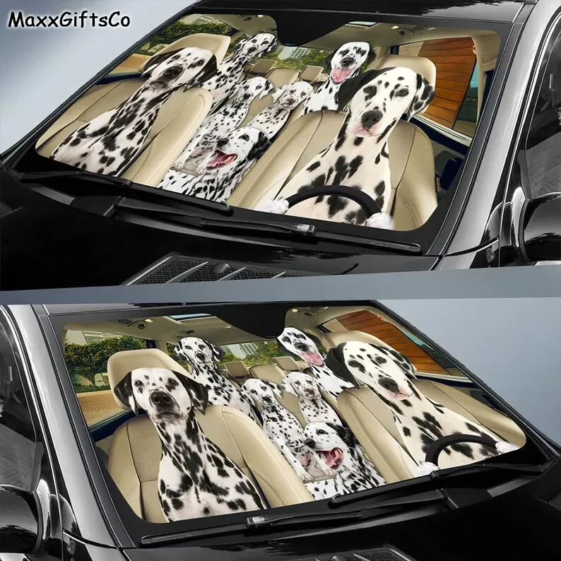 Dalmatian Car Sun Shade, Dalmatian Windshield, Dogs Family Sunshade Car Accessories Lovers Gifts, Car