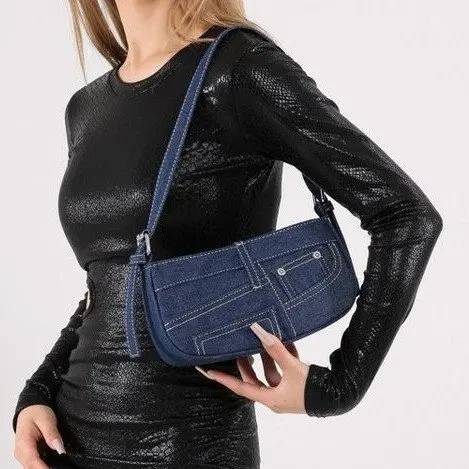 

2025 Summer Vintage Denim Bag Trendy Retro Shoulder Purse for Women Unique Crossbody Underarm Handbag Casual Chic Tote