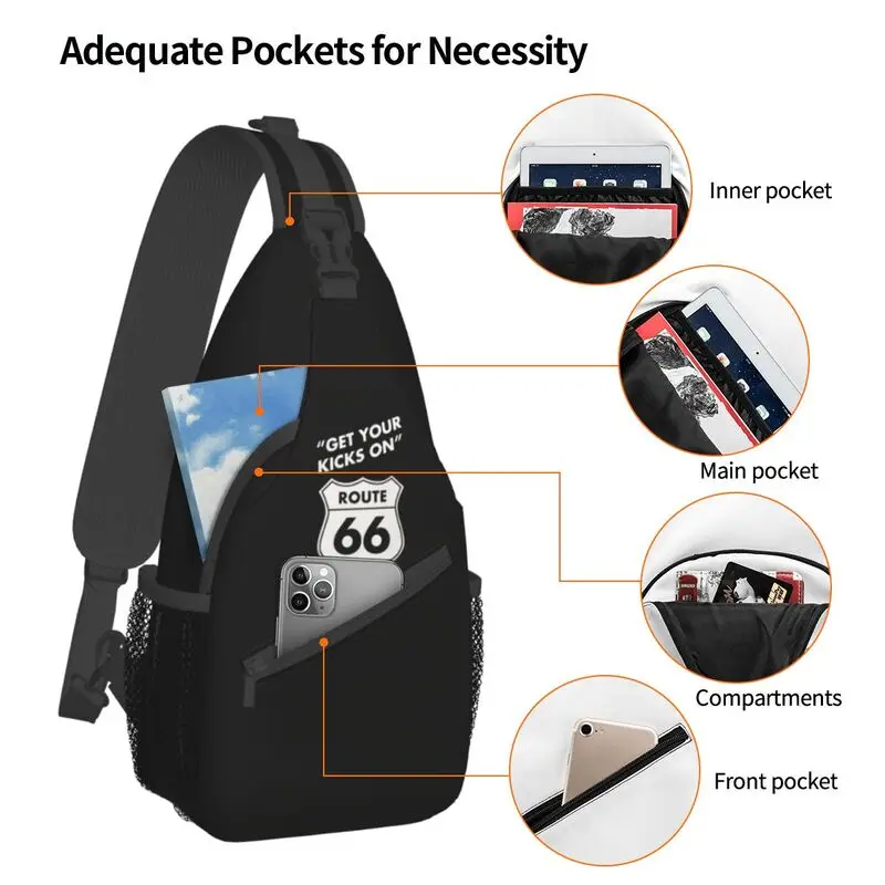 Get Your Kicks On Route 66 Crossbody Sling Backpack Men Custom USA Highways Shoulder Chest Bag for Cycling Camping Daypack