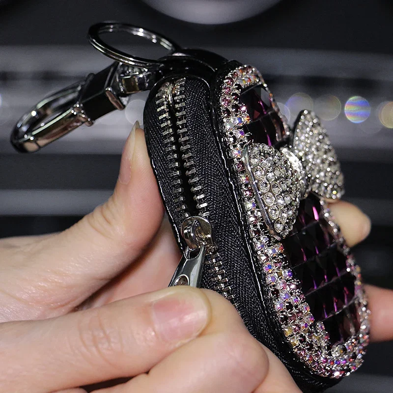 Bling Rhinestone Car Key Case Holder Card Remote Keyless Universal Bling Auto Diamond  Accessories for Girls Woman for Bmw F30