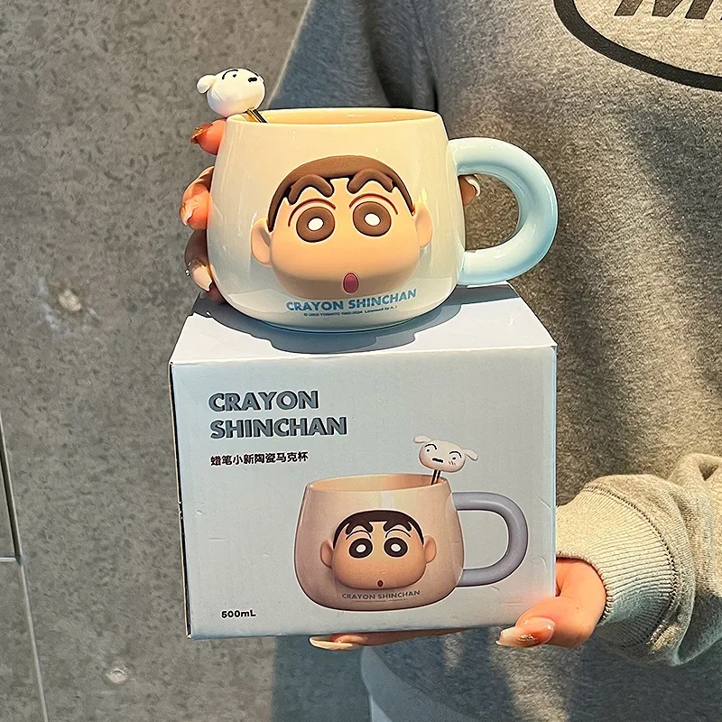 

Cute Cartoon Anime Crayon Shin Chan Ceramic Mug Creative Girl Milk Cup High Beauty Couple Home Coffee Cup Boxed Gift