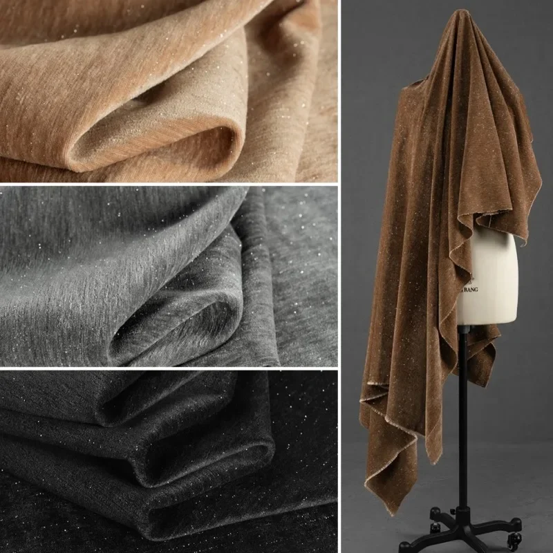 

Вельветовая ткань с мерцающими серебряными нитями, мягкая, эластичная, теплая, оптовая продажа, для пошива одежды, ткани, рукоделия, продается на метры