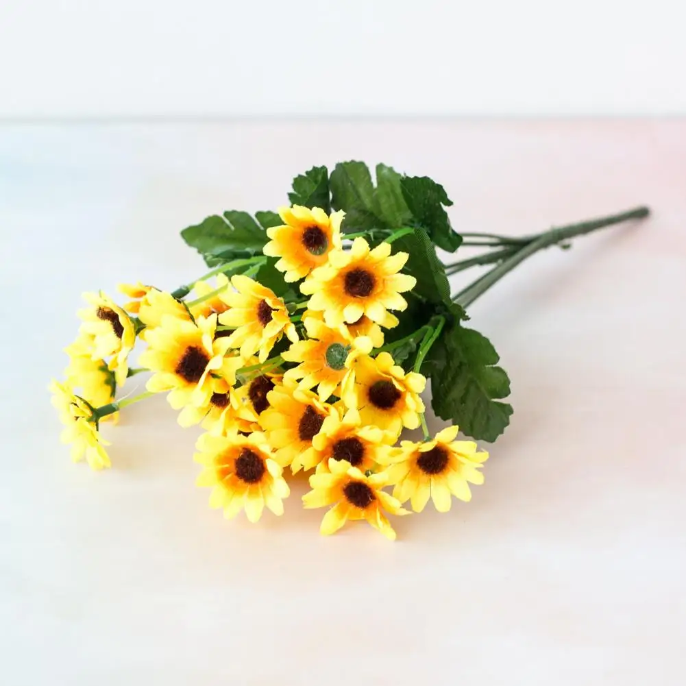 Artificial Sunflowers Decorative Sunflower Bunch 24 Heads Artificial Sunflower Bouquet Silk Daisy Flowers Flexible for Home