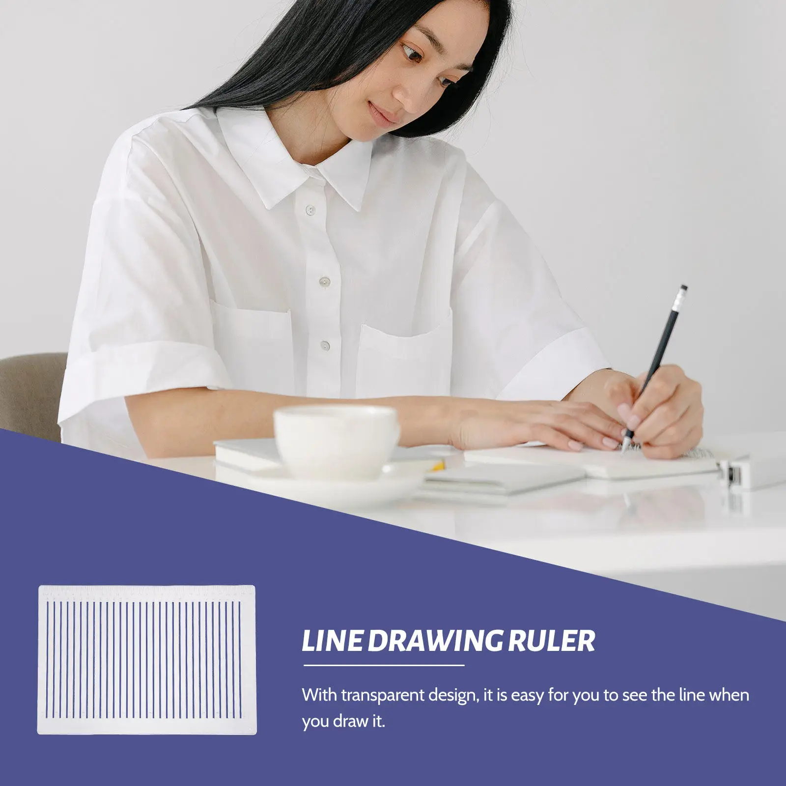 Professional Line Drawing Ruler Clear Plastic Measurement Tool for Exam Answering School Students Stationery Horizontal Lines