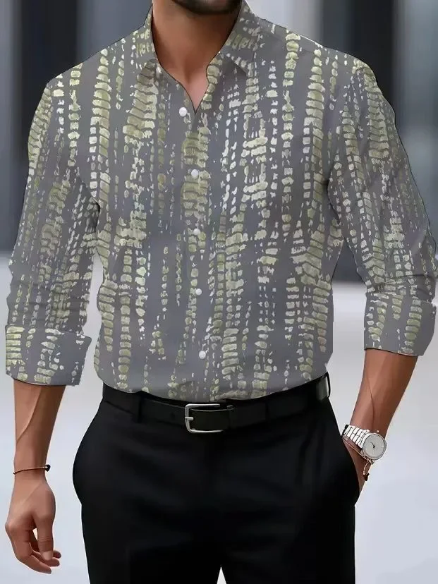 

2026 Men's Spring and Autumn Printed Casual Shirt New Men's Shirt