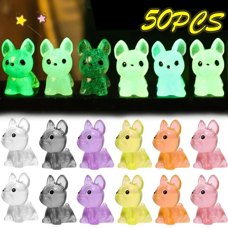 Mini Resin Ornaments Kids Luminous Toys Cartoon Dog Glow in The Dark Statue Car Dashboard Office Desktop Micro Landscape Decors