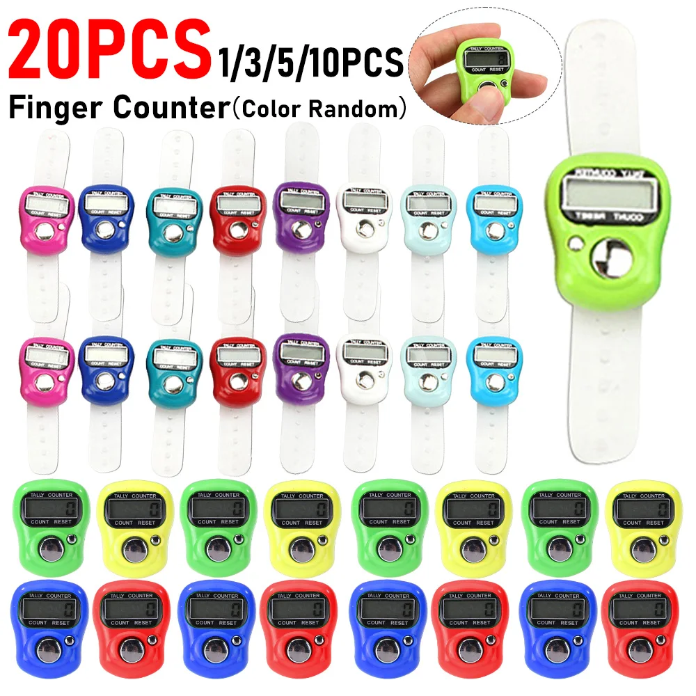 1-20PCS Mini Electronic Finger Counter Hand Tally Clicker Counter Ring Digital Counters Knitting Row Counter Stroke Contador