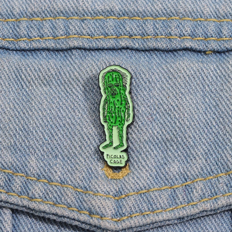 Ugly geometric brooch cucumber green English geometric white background brooch commemorative peripheral metal badge clothing