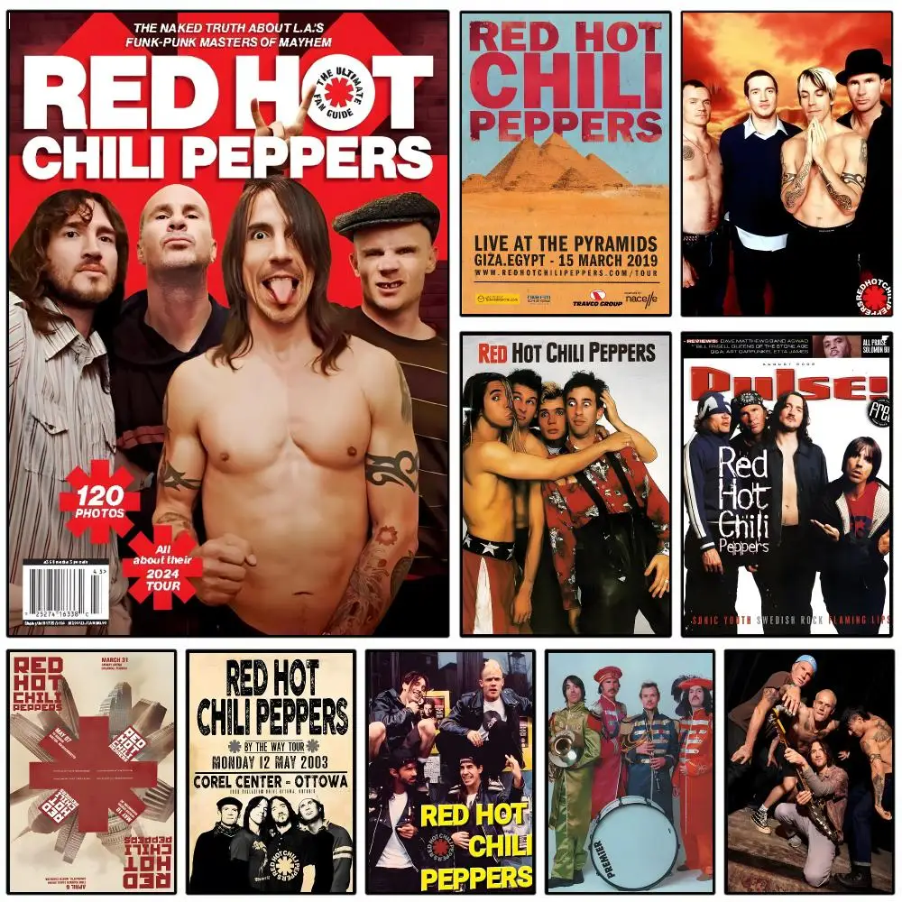 R-Red Hot Chili Peppers Poster Self-adhesive Art Waterproof Paper Sticker Coffee House Wall Decor