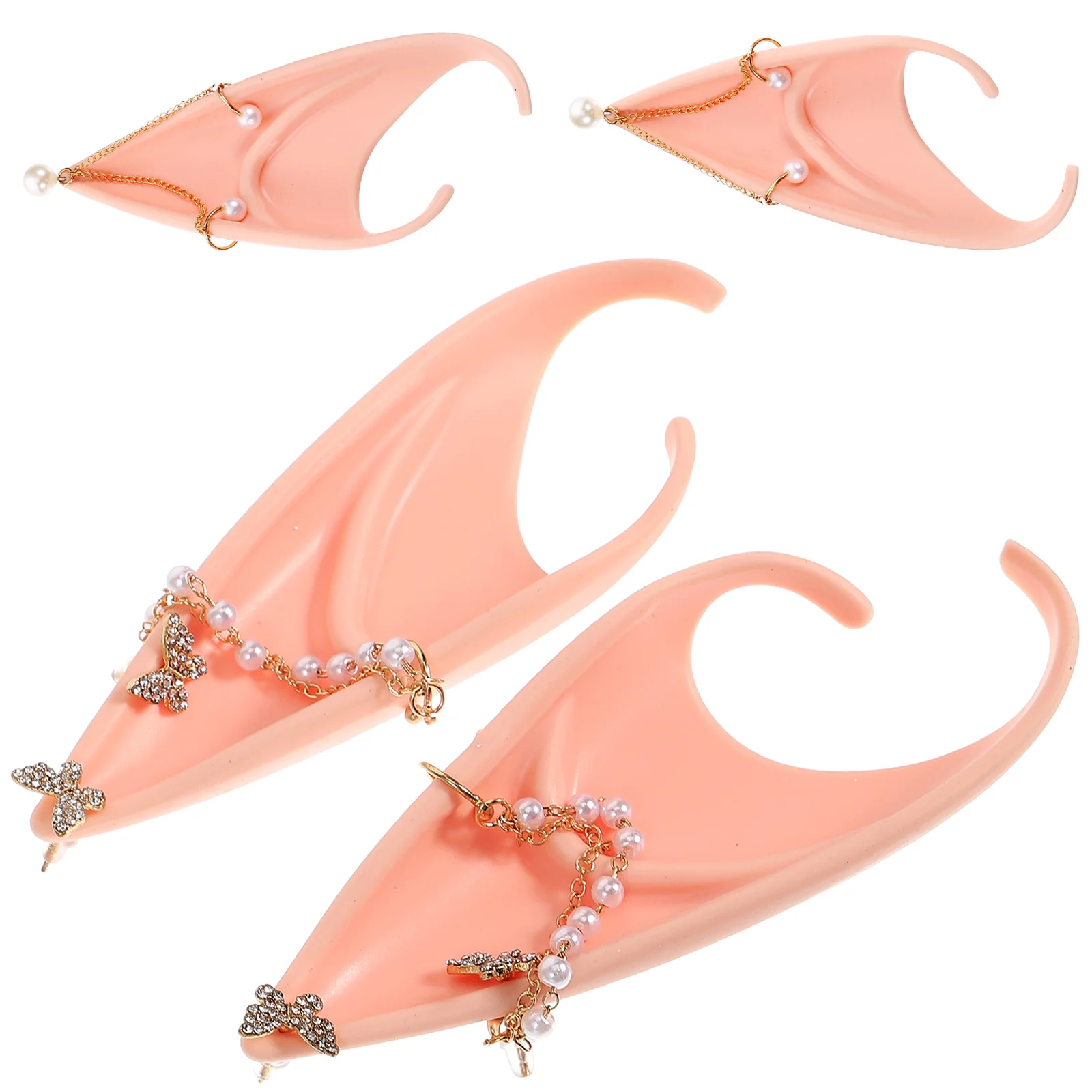 

2pcs Pearl Ears Cosplay Fairy Ears Lightweight Party Halloween Carnival Costume Accessories Elf Ear Props Non-Fading