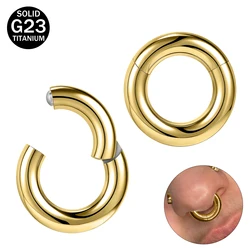 ZS 1PC G23 Titanium Hoop Earring for Men Gold Plated Circle Earring Large Gauge Seputm Nose Ring 2/4/6/8/10/12G Punk Earring