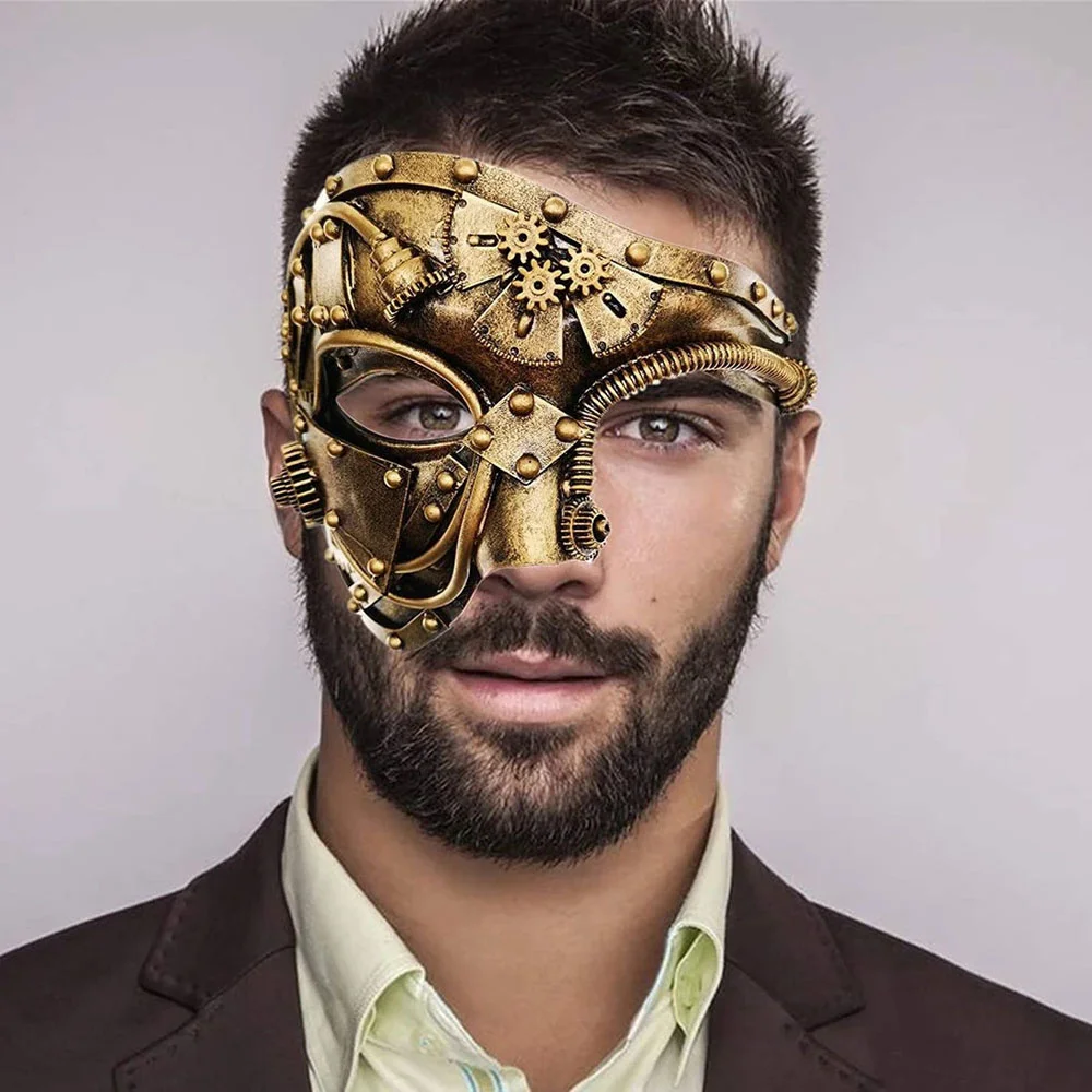 

Role play Steampunk ghost mask, mechanical equipment, half face, Halloween costumes, Christmas party accessories, adult