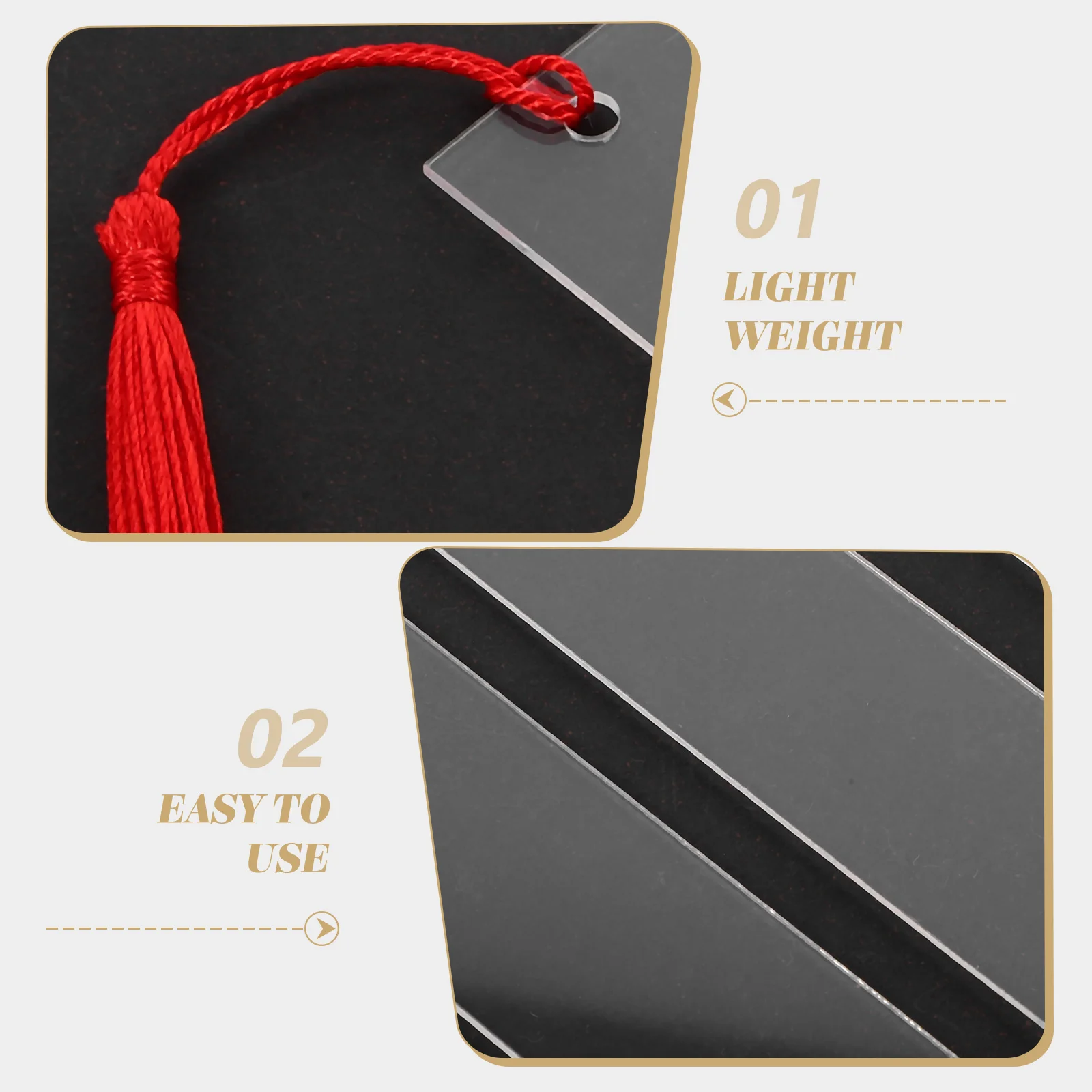 

1Set Acrylic Bookmark Blank with Tassels Delicate Thin Lightweight DIY Reading Page Marker Useful Decorative Gift