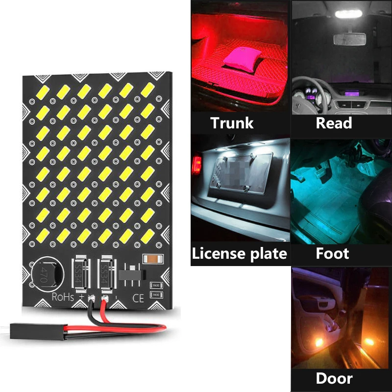 12/24V Car Motorhomes Boat Interior Reading Panle Light  48SMD LED Clearance License T10 W5W Lamp  Auto Trunk Festoon BA9S Bulbs