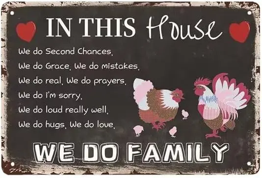In This House - Funny Chicken Coop Sign - Farmhouse Wall Hanging Decor and Farm Warning Signs - Gift for Chicken Lover - 8;X12;