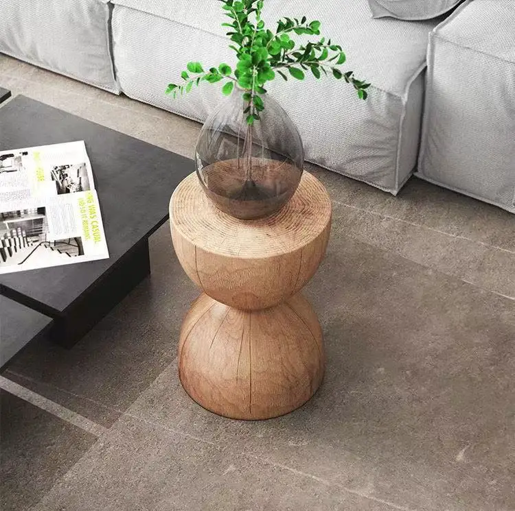 45X31X31CM Factory Round Ornament Wooden Stump Short Stool For Homestay Stump Bedside Table Dropshipping DDP