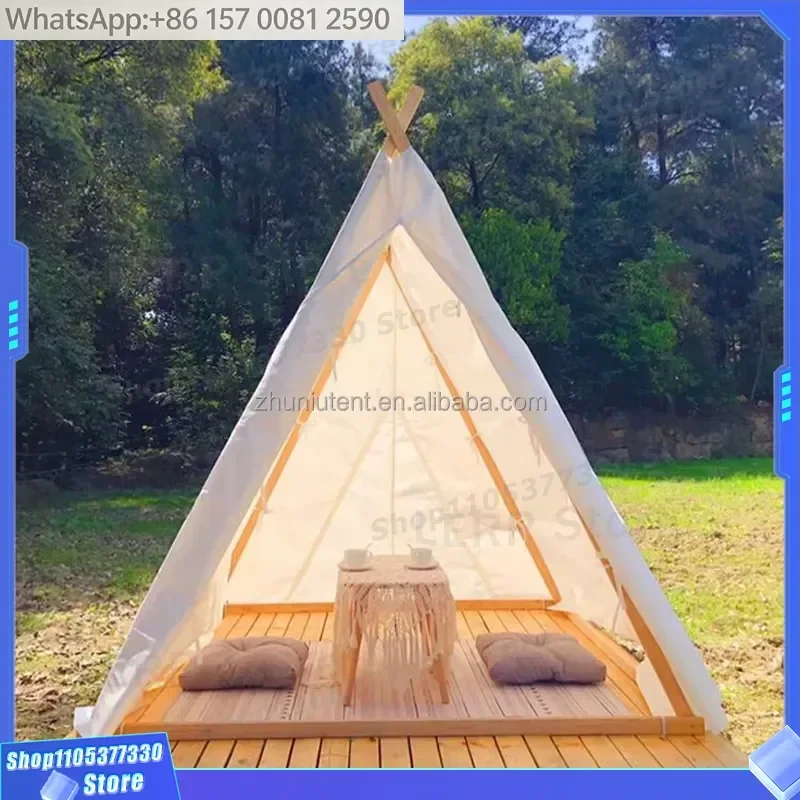 House-type Hot Pot Tent A-Shaped Waterproof Camping Tent Four Season Triangular Outdoor Camping Picnic Cater Hot-pot