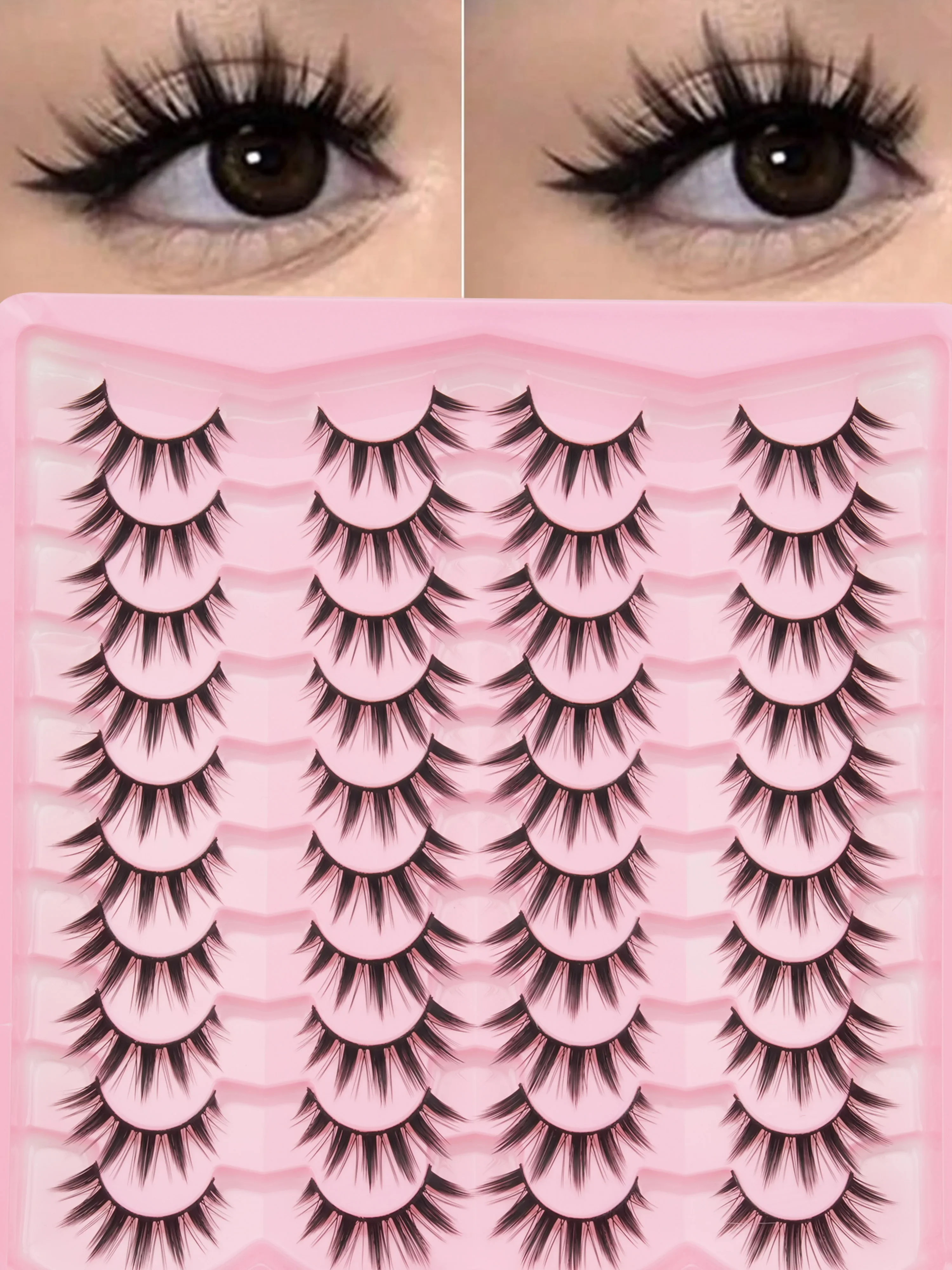 20 Pairs 3D Faux Mink False Eyelashes Anime Cosplay Strip Lashes Spiky Wispy Dramatic Soft Reusable Eye Makeup