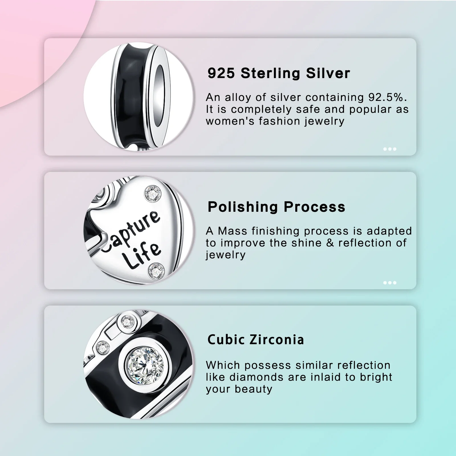 925 فضة التقاط الحياة كاميرا قلادة سوداء سحر صالح الأصلي باندورا سحر أساور النساء DIY مجوهرات هدية