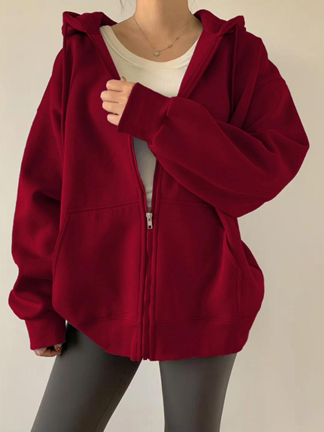 

Hong Kong Red Hoodie Women's Sle Autumn 2025 New Loose Slimming Open Cardigan Jaet Super Cute Top Korean Version Long Sve