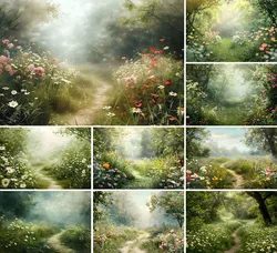 Mehofond Photography Background Summer Green Path Forest Floral Adult Birthday Maternity Art Portrait Decor Backdrop Photo Studi