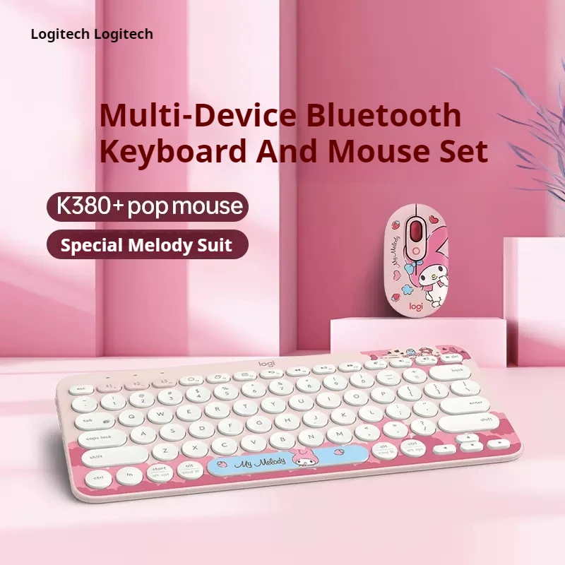 Imagem -02 - Logitech-conjunto de Combos de Teclado e Mouse Bluetooth Sanrio Mouse Pop Melody Bonito para Tablet Android Casa Escritório K380 my Melody