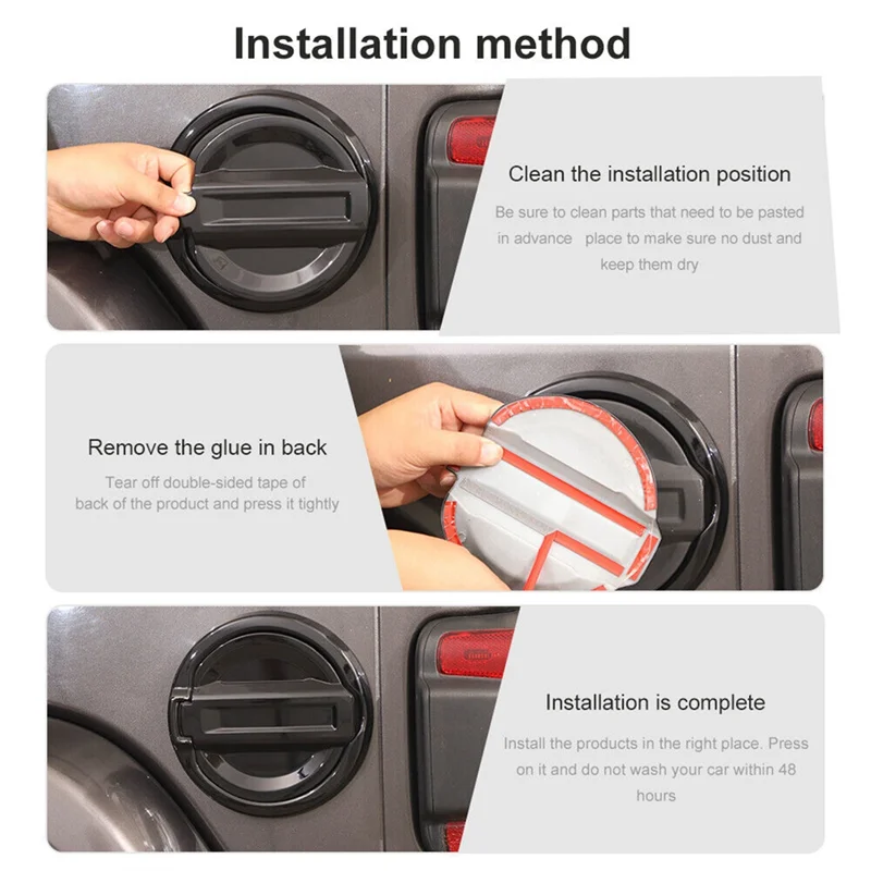 

NEW-For Jeep Wrangler JL 2018-2023 Car Door Fuel Filler Tank Gas Cap Tank Lid Cover Trim Exterior Component ABS Black