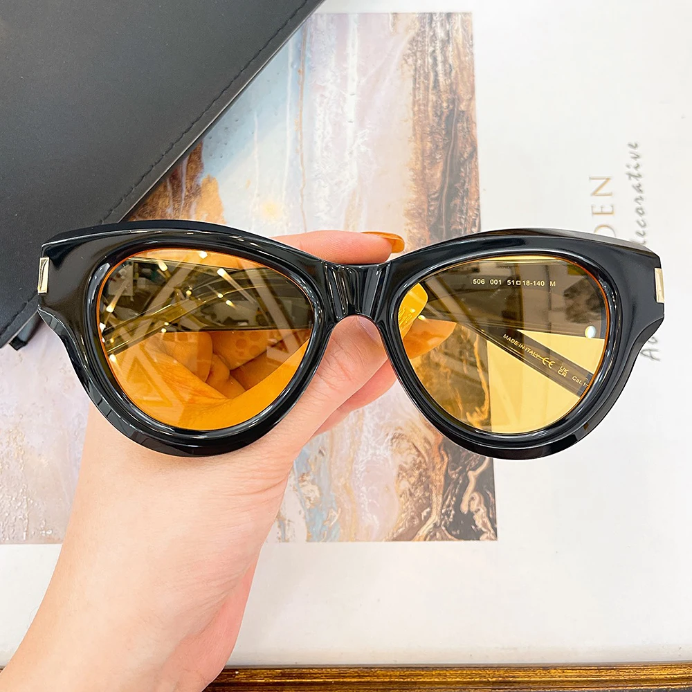 

High Quality Thick Acetate Uv400 Frame Sunglasses For Men Women Fashion Retro Oval Style Solar Eyeglasses