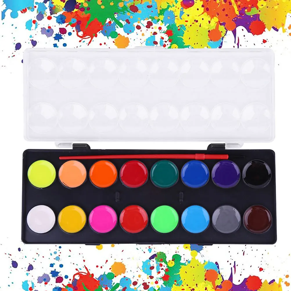 

18 Colors Watercolor Paint Set Solid Pigment Gouache Bright Colors High Saturation Portable for Art Paints Set