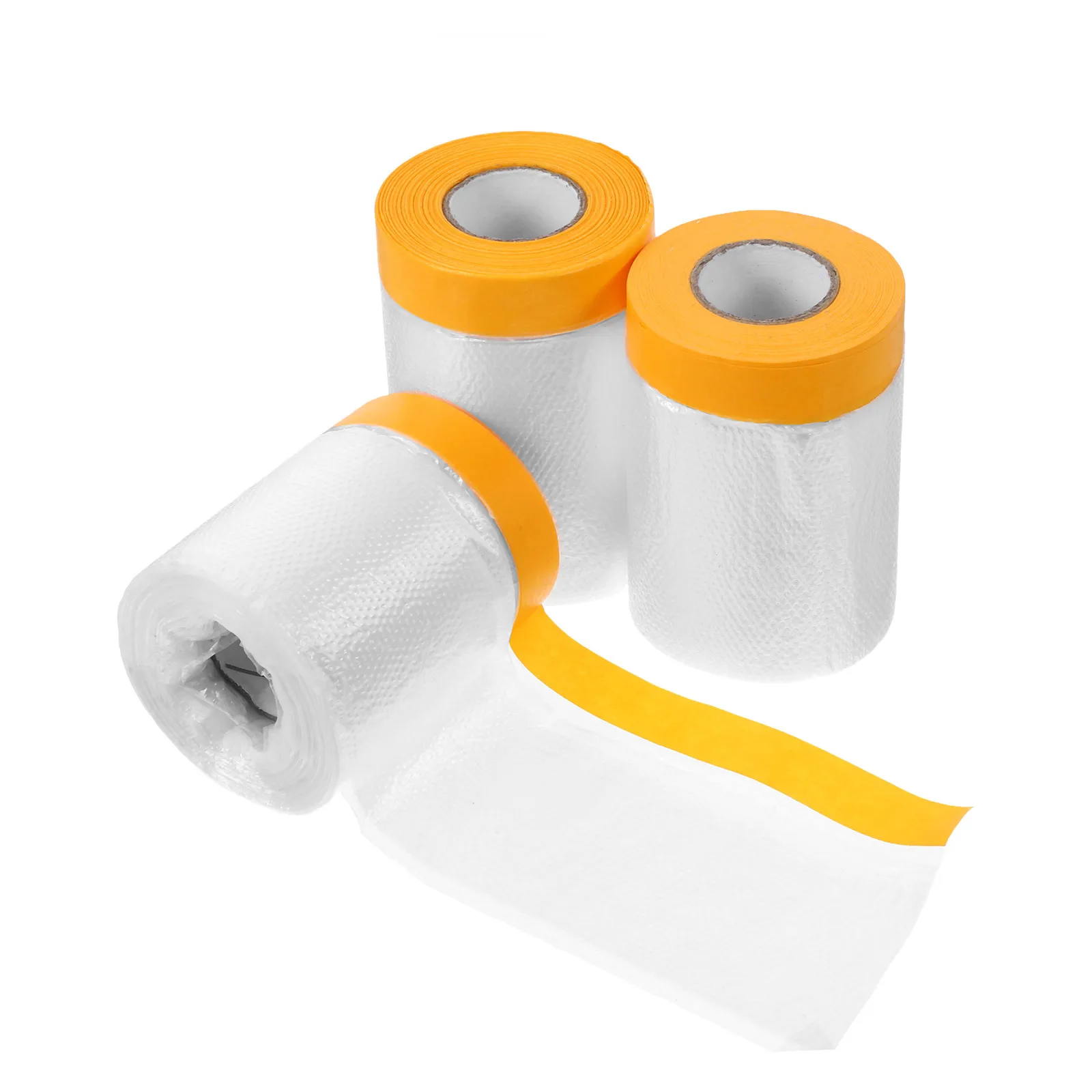 

3 Rolls Pre-Taped Adhesive Paint Masking Film Plastic Sheeting Tape Car Painting Auto Body Protection Dust Cover