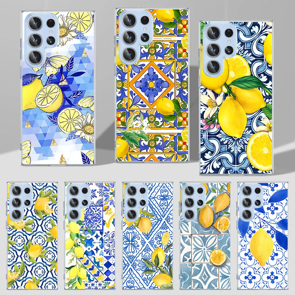 

Mediterranean Lemon Soft Case for Samsung Galaxy S23 S24 S21 FE S22 S20 Ultra S9 Plus S10 Lite S10e S8 Transparent Phone Cover