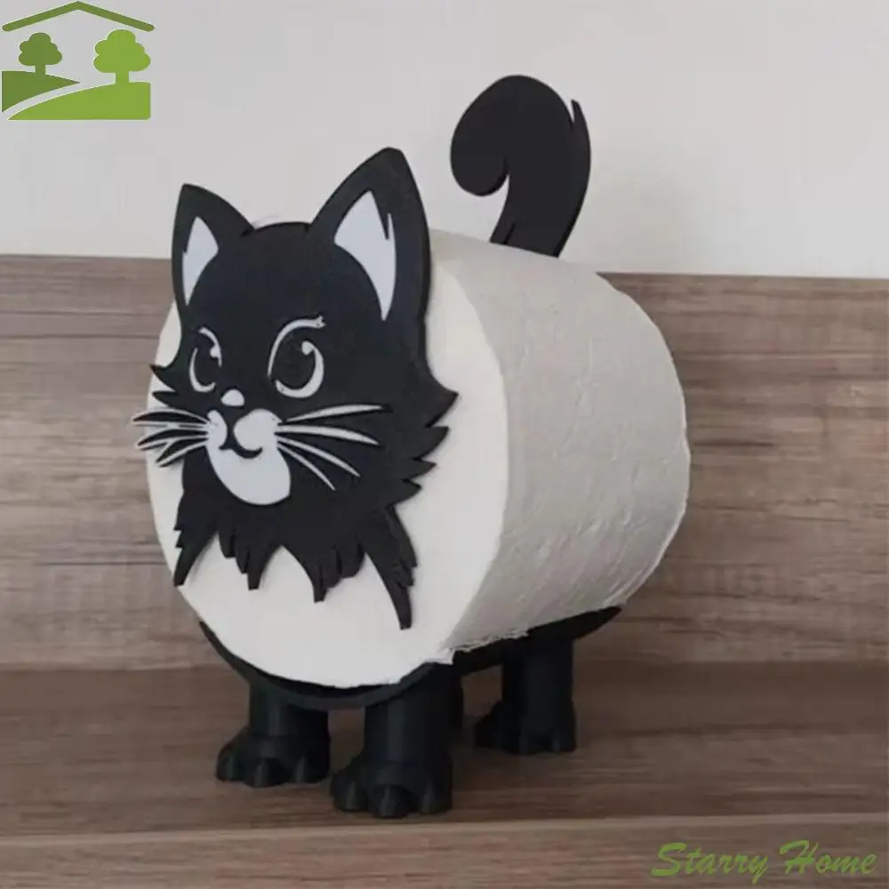 

3D печатный держатель для туалетной бумаги с котом и котом, милый очаровательный держатель для рулонов, органайзер, украшение, подставка для туалетной бумаги, ткань