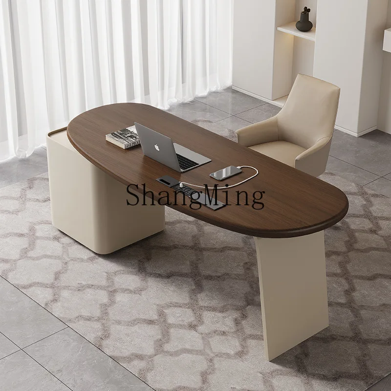 ZYY Moderner, minimalistischer Schreibtisch für Arbeitszimmer, Premium-Schreibtisch aus Sattelleder, leichter Luxus-Computertisch