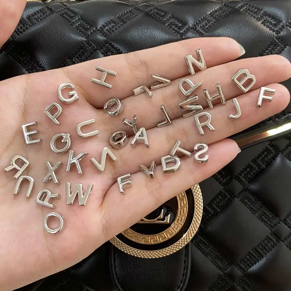 OCESRIO Silver Color Mini 26 Letters Charms for Bracelet Copper Platinum Plated Initial Name accesorios de joyería chma294
