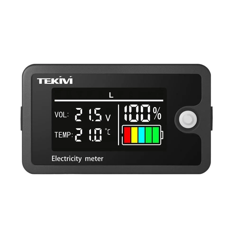 LCD Digital Voltage Power Meter DC8-100V Ternary/Lithium Iron/Acid Battery Capacity Indicator Voltmeter with Temperature Alarm