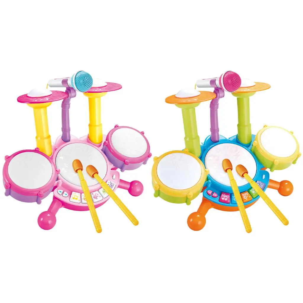 

Kids Drum Set with Sing-along Microphone Toddlers Toys Great Gift For Baby