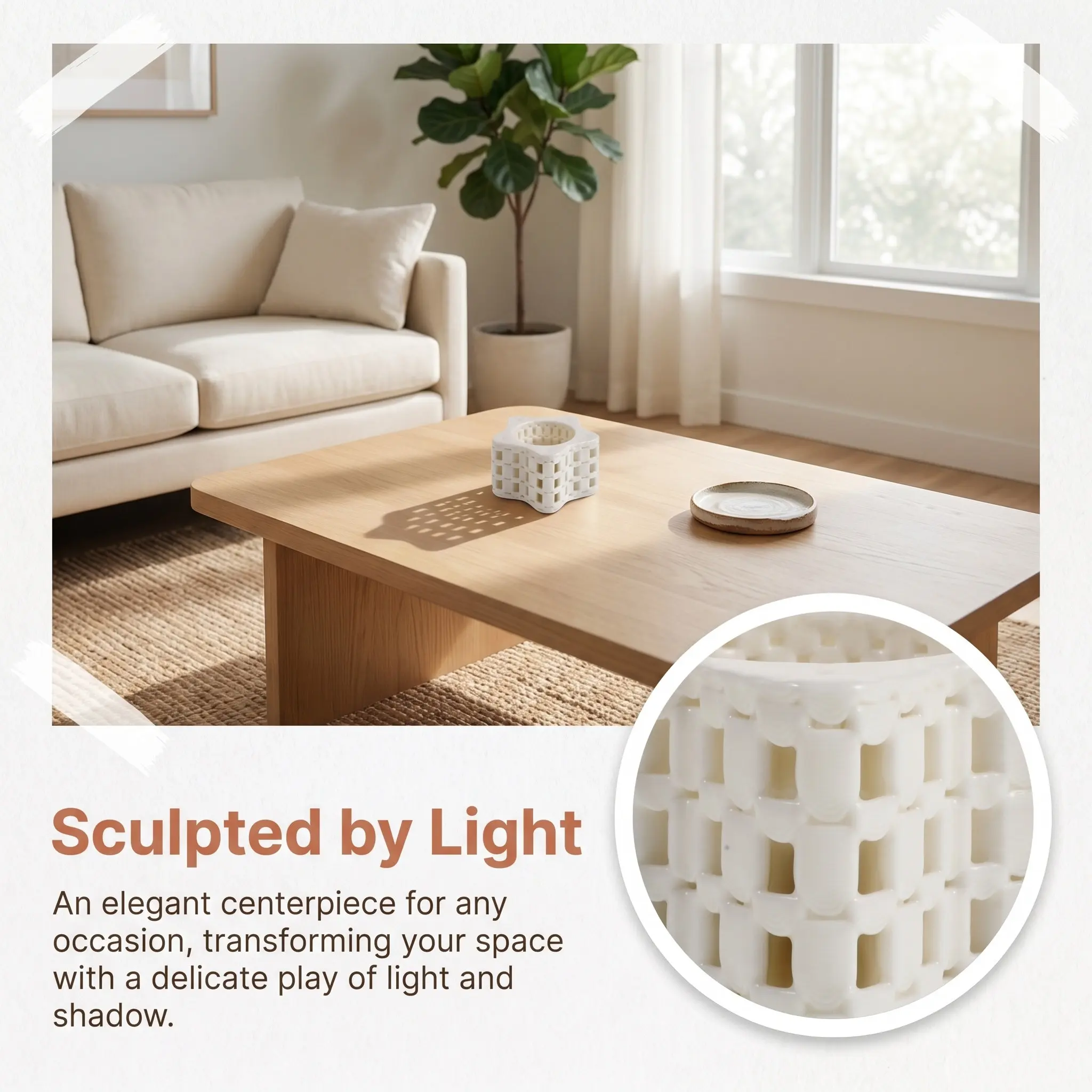 Retro Hollow Ceramic Holder 3D Lattice Cutout Design Dining Table Holder Wedding Decorative Centerpiece