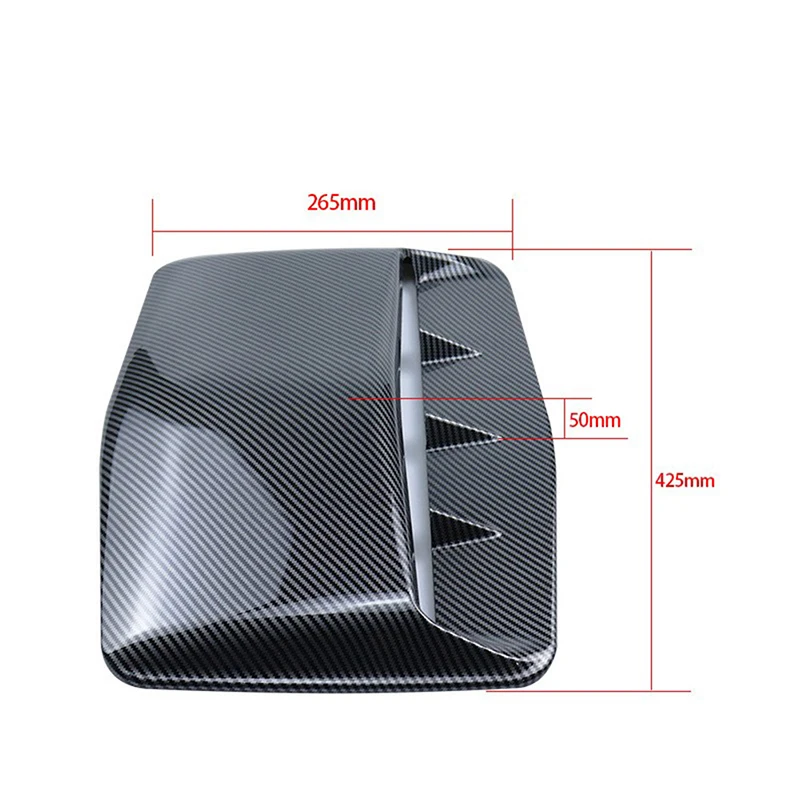 Black/Carbon Fiber Look Car Air Flow Bonnet Vent Intake Hood Scoop Cover Decorative Accessories Decoration Plastic Universal