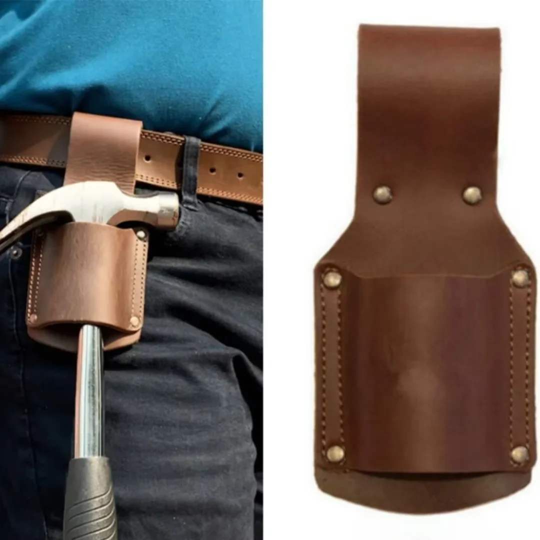 Portable Durable Hammer Holder Leather Black Brown Drill Belt Clip Handy Design Tool Organizers Waist Bag