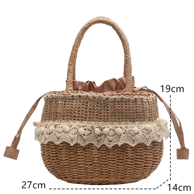 New Weave Tote Bag Female Bohemian for Women Summer Beach Straw Handbags and Purses Ladies Fashion Travel Daily Shopping  Basket